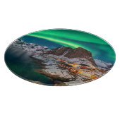 Küstenlinie | Lofoten Islands, Hamnoy, Norwegen Schneidebrett (Ecke)