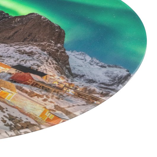 Küstenlinie | Lofoten Islands, Hamnoy, Norwegen Schneidebrett (Ecke)