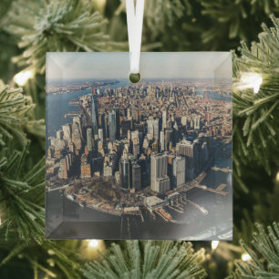 Küstenlinie   Manhattan, New York City Ornament Aus Glas