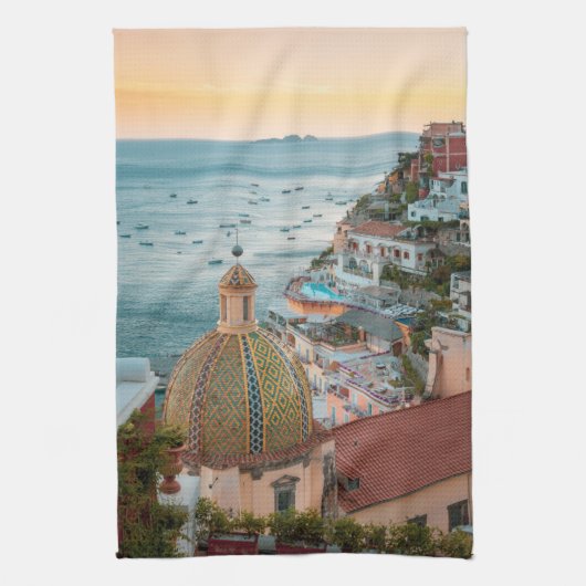 Küstenlinie | Positano, Amalfi Coast, Italien Geschirrtuch (Vertikal)