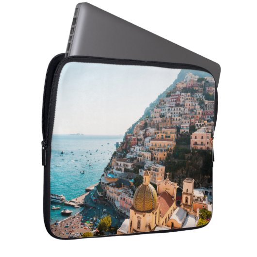 Küstenlinie | Positano Italien, Cliffside Village Laptopschutzhülle (Vorne Rechts)