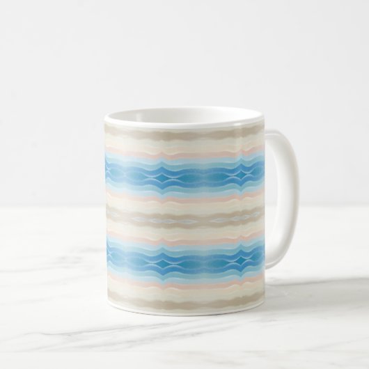 Küstenlinie Salty Wavy Wiederholungsmuster Kaffeetasse (VorderseiteRechts)
