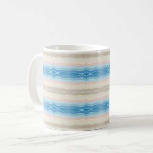 Küstenlinie Salty Wavy Wiederholungsmuster Kaffeetasse (Vorderseite Links)