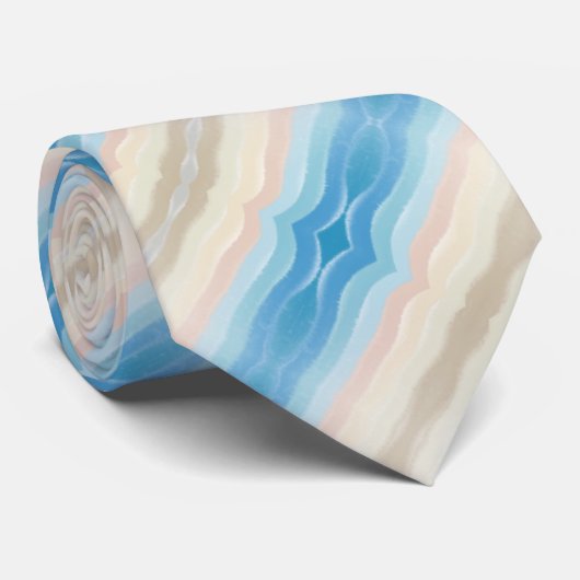 Küstenlinie Salty Wavy Wiederholungsmuster Krawatte (Gerollt)