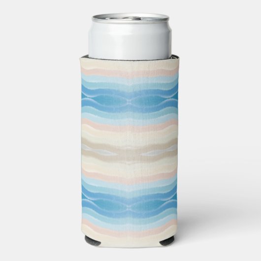 Küstenlinie Salty Wavy Wiederholungsmuster Selters Dosenkühler (Seltzer Rückseite)