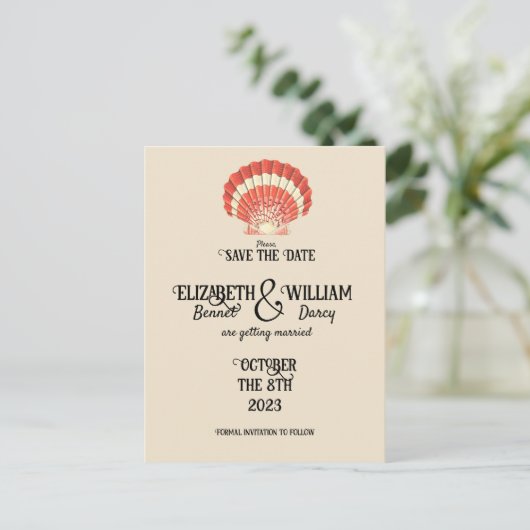 Küstenlinie Save the Date Vintag Postkarte (Stehend Vorderseite)