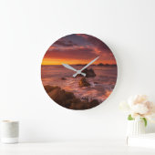 Küstenlinie | Sunset Pacific Grove Carmel Californ Große Wanduhr (Zuhause)