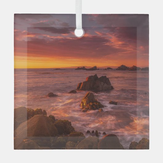 Küstenlinie | Sunset Pacific Grove Carmel Californ Ornament Aus Glas (Vorderseite)