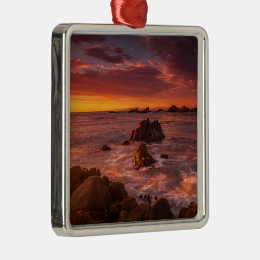 Küstenlinie | Sunset Pacific Grove Carmel Californ Ornament Aus Metall (Rechts)