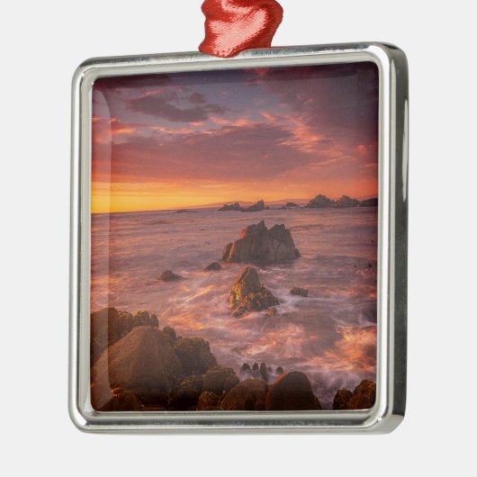 Küstenlinie | Sunset Pacific Grove Carmel Californ Ornament Aus Metall (Links)