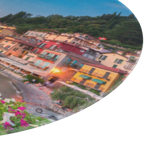 Küstenlinie | Varenna, Lombardei, Italien Schneidebrett (Ecke)