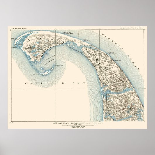 Küstenlinien Provincetown Truro und Wellfleet Poster (Vorne)