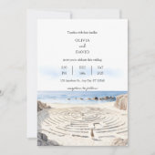 Küstenmeer Labyrinth bei Hochzeit am Meer Einladung (Vorderseite)