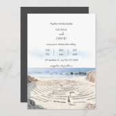 Küstenmeer Labyrinth bei Hochzeit am Meer Einladung (Vorne/Hinten)