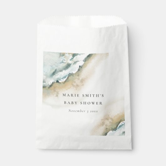 Küstenmeer Waves Sand Beach Nautical Baby Dusche Geschenktütchen (Vorderseite)