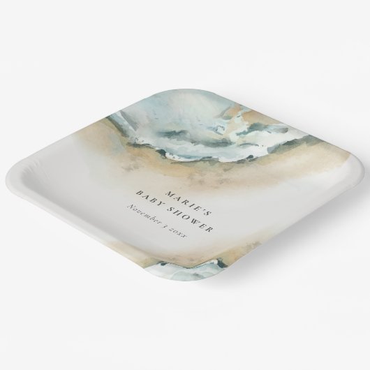 Küstenmeer Waves Sand Beach Nautical Baby Dusche Pappteller (Gewinkelt)