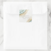 Küstenmeer Waves Sand Beach Nautical Baby Dusche Quadratischer Aufkleber (Tasche)