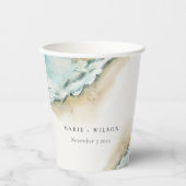 Küstenmeer-Waves Sand Beach Schönheit Hochzeit Pappbecher (Vorderseite)