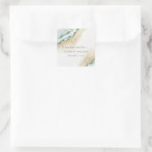 Küstenmeer-Waves Sand Beach Schönheit Hochzeit Quadratischer Aufkleber (Tasche)