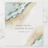 Küstenmeer-Waves Sand Beach Schönheit Hochzeit Weinetikett (Einzelnes Label)