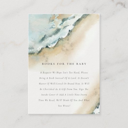 Küstenmeer Waves Sandstrand Bücher für Babydusche Begleitkarte (Vorderseite)