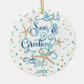 Küstenmeere & GREETINGS Skript Starfish Keramik Ornament (Vorne)