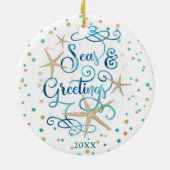 Küstenmeere & GREETINGS Skript Starfish Keramik Ornament (Hinten)