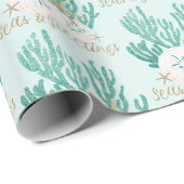 Küstenmeere & Grüße Türkisfarbener Glitzer Geschenkpapier (Rolleneckpunkt)