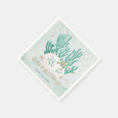 Küstenmeere & Grüße Türkisfarbener Glitzer Koralle Serviette (Ecke)