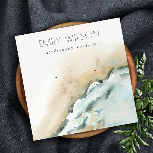 Küstenmeere - Sandstrand-Erd-Anzeige Quadratische Visitenkarte