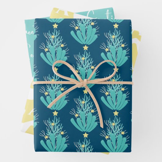 Küstenmeere und Grüße Korallen mit dem ersten Geschenkpapier Set (Beispiel)