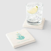 Küstenmeere und Grüße Korallen Steinuntersetzer (Seitenansicht)