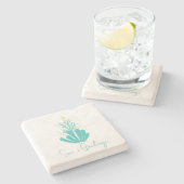 Küstenmeere und Grüße Korallen Steinuntersetzer (Seitenansicht)