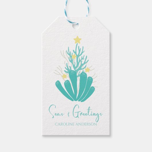 Küstenmeere und Grüße Korallenbäume Geschenkanhänger (Vorderseite)