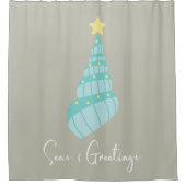 Küstenmeere und Grüße Muschel Duschvorhang (Vorderseite)