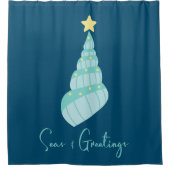 Küstenmeere und Grüße Muschel Duschvorhang (Vorderseite)