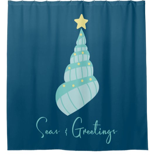 Küstenmeere und Grüße Muschel Duschvorhang (Vorderseite)