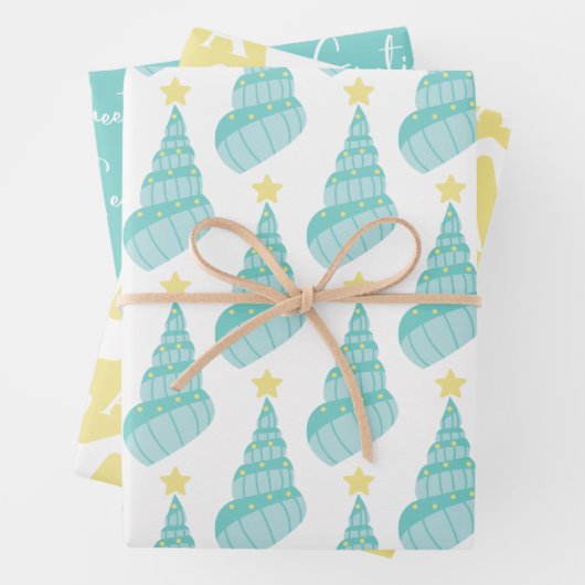 Küstenmeere und Grüße Muschel mit ersten Geschenkpapier Set (Beispiel)