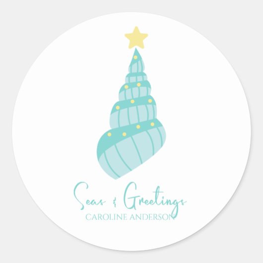 Küstenmeere und Grüße Muschel Runder Aufkleber (Vorderseite)