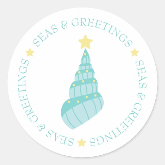 Küstenmeere und Grüße Muschel Runder Aufkleber (Vorderseite)