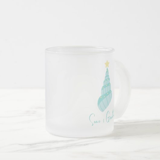 Küstenmeere und Grüße Muschel Weihnachtsbaum Mattglastasse (VorderseiteRechts)
