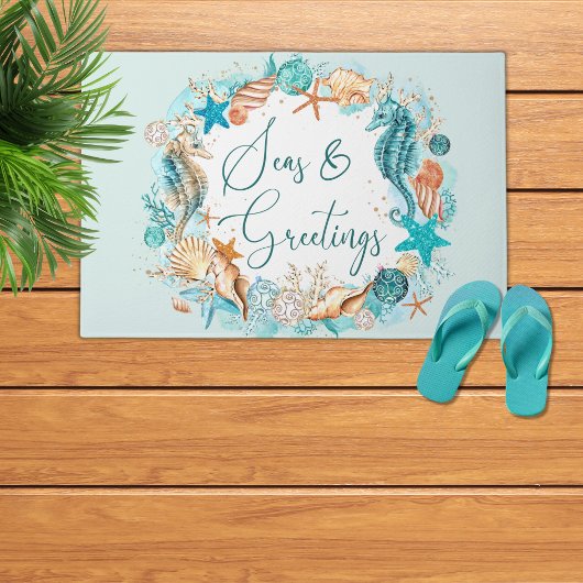 Küstenmeere und Seepferd Muscheln Fußmatte