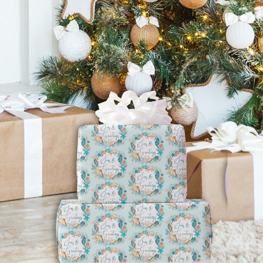 Küstenmeere und Seepferd Muscheln Geschenkpapier