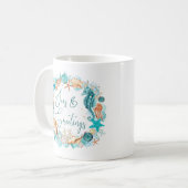 Küstenmeere und Seepferd Muscheln Kaffeetasse (Vorderseite Links)