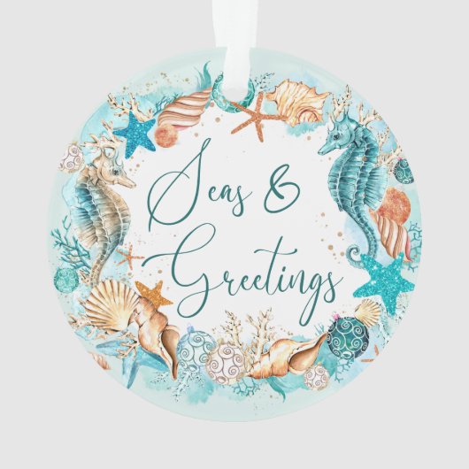 Küstenmeere und Seepferd Muscheln Ornament (Rückseite)