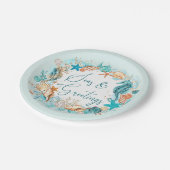 Küstenmeere und Seepferd Muscheln Pappteller (Schrägansicht)