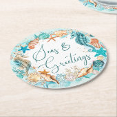 Küstenmeere und Seepferd Muscheln Runder Pappuntersetzer (Angewinkelt)