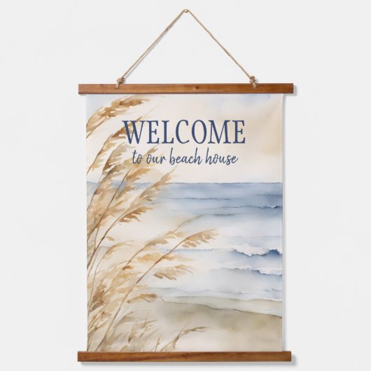 Küstenmeerkatze Willkommen Wandteppich Mit Holzrahmen (Vorderseite)