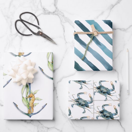 Küstenmeerküste Nautical Delights-Muster Geschenkpapier Set (Vorderseite)