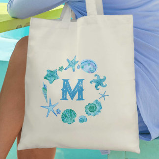 Küstenmuscheln und Mit Monogramm Starfish Tragetasche